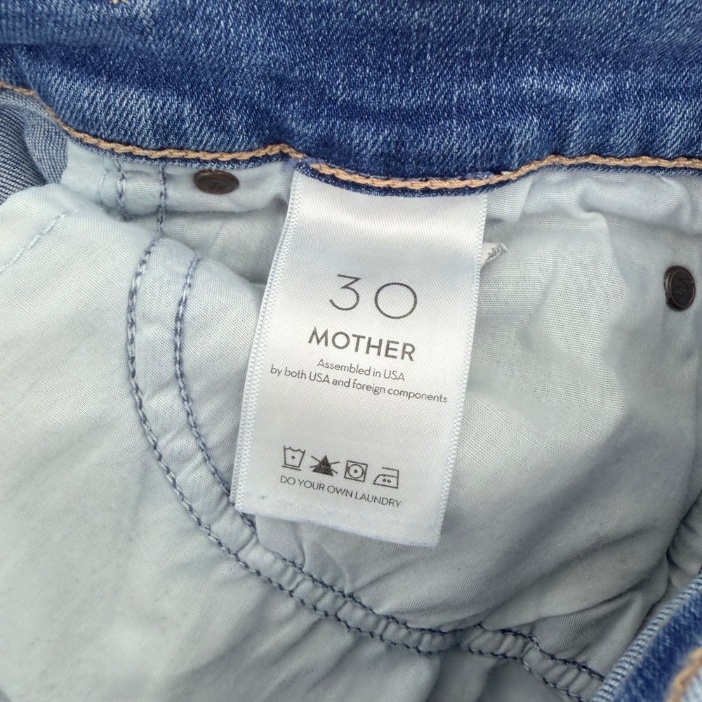 MOTHER The Swooner Rascal Hover Jeans Healing Jar High Rise Blue Raw Hem Size 30 - Picture 6 of 9